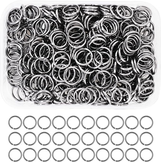 Mandala Crafts Assorted Gunmetal Jump Rings Jewelry Findings Metal O Rings for Jewelry Making Supplies - 300 12mm Small Open Jump Rings Kit for Necklace Earring