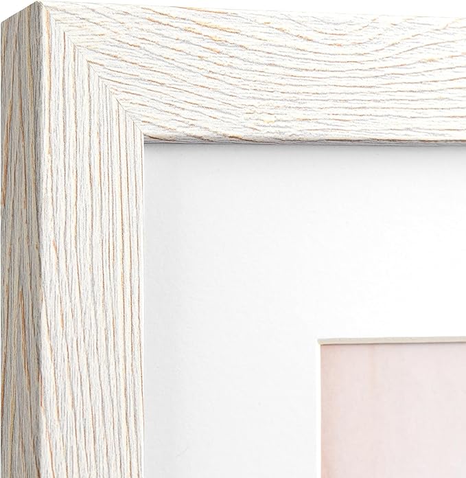 20x24 Picture Frame with Mat for 16x20 Set of 3, Rustic White Wood Grain 20x24 Frame for Wall Mounting (3 Pack, White)