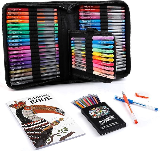 Lelix Gel Pens, 120 Pack Gel Pen Set, 60 Unique Colors with 60 Refills for Adults Coloring Books Drawing Doodling Crafts Scrapbooking Journaling