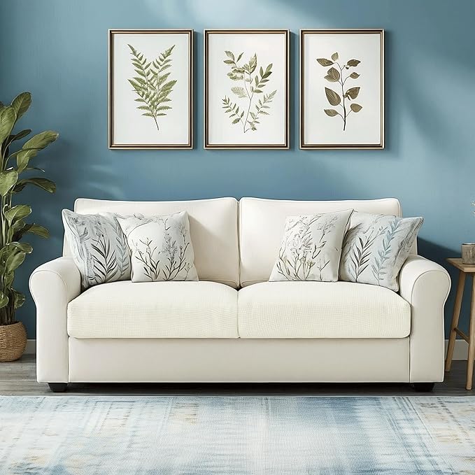 CHUN YI 2PC Stretch Couch Cushion Covers, Sofa Seat Slipcovers Suitable for Armchair Loveseat Sofa with Spandex Jacquard Fabric(2pc,Ivory White)