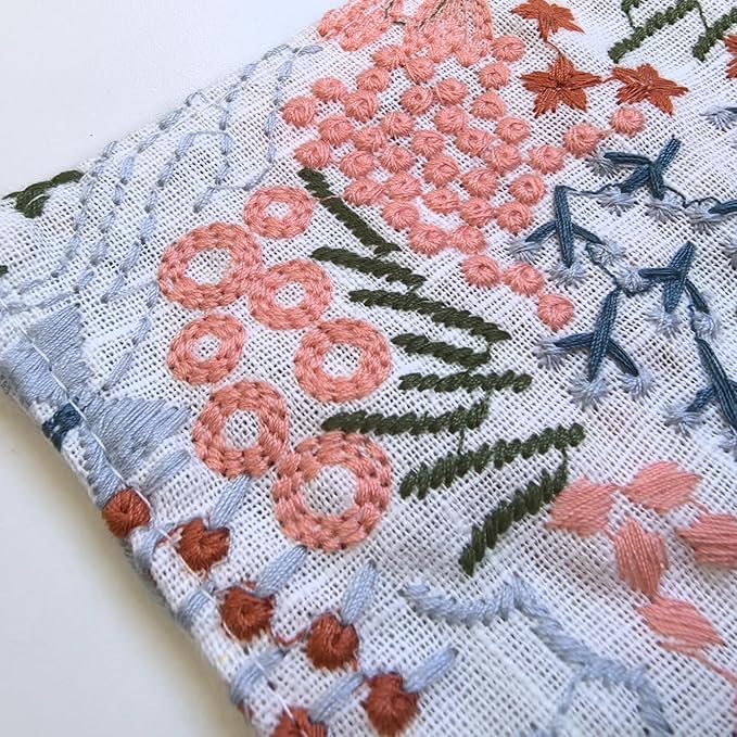 Embroidered Floral Cloth Coasters 4 Inch, Decorations for Kitchen Table, 100% Cotton Fabric Absorbent Coaster