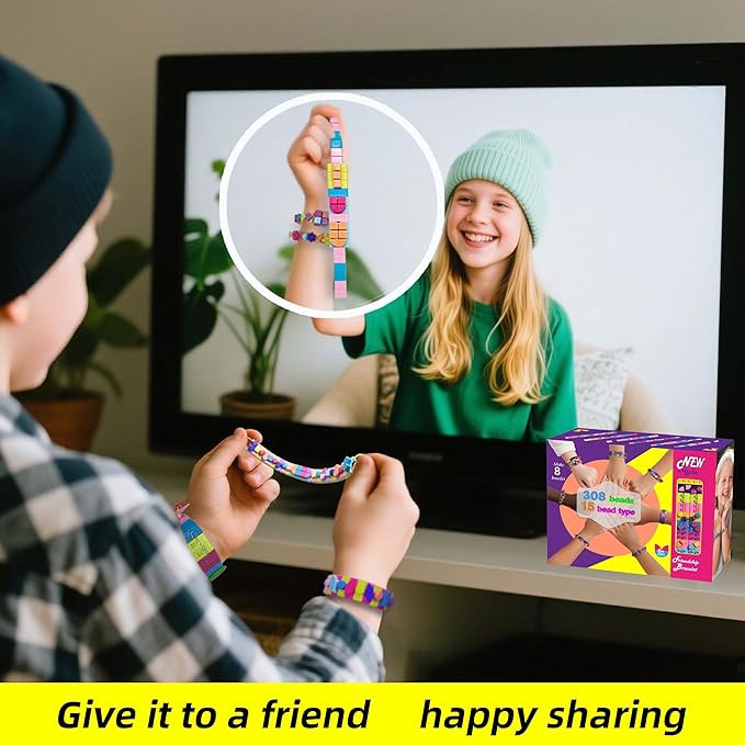 BOLVISEP Friendship Bracelet Making Kit for Girls, DIY Art & Crafts Kits for Kids, Rubber Band Bracelet Kit with Charm & Stickers, Birthday Gift for Ages 6, 7, 8, 9, 10, 11, 12 Years Old (308PCS)
