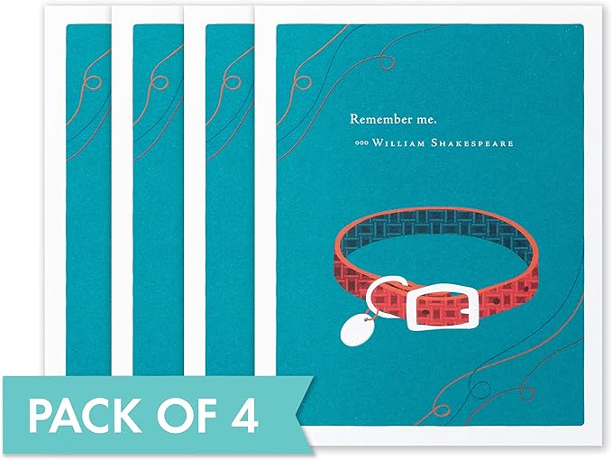 Compendium Positively Green 4-Pack of Pet Sympathy Cards – Remember me (Four Cards Total, One Design, with Envelopes)