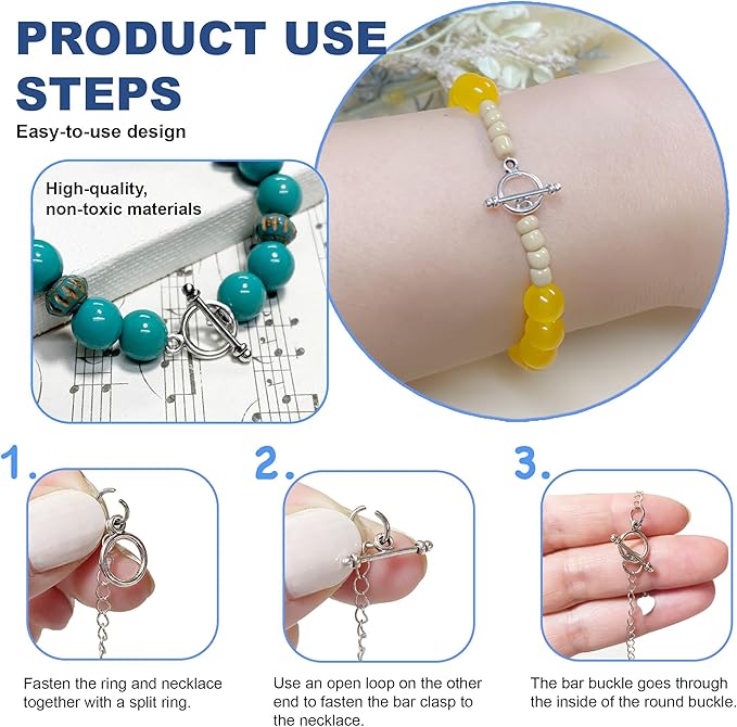 Heather's cf 130 set Toggle Jewelry Clasps Necklace Toggle Clasp Silver Toggle Clasps for Jewelry Making