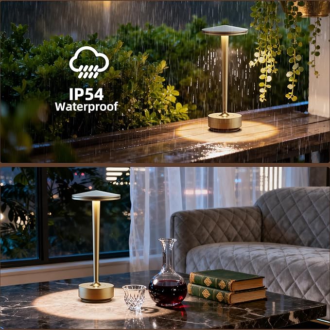 Rechargeable Cordless Table Lamp, LED Portable Powered LED Battery Light 6000mAh USB Desk Lamp, for Restaurants Outdoor (Titanium)