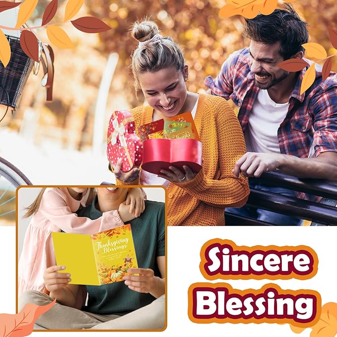 100 Sets Thanksgiving Greeting Cards with Envelopes Religious Cards with Bible Verses Pumpkin Thank You Bulk Kraft Envelopes for Fall Autumn Thanksgiving Party Supplies, 4 x 6 Inch