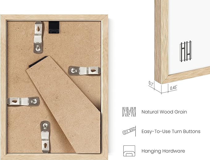 HAUS AND HUES Beige Oak Wood 4x6 Picture Frame - Modern Wood Wall Art Display - Lightweight 4x6 Frame for Art Prints, Photos, Posters - Ready-to-Hang Vertically & Horizontally (Set of 3)