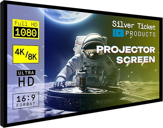 Silver Ticket Products STR Series 6 Piece Home Theater Fixed Frame 4K / 8K Ultra HD, HDTV, HDR & Active 3D Movie Projection Screen, 2.35:1 Format, 138" Diagonal, Woven Acoustic Material STR-235138-WAB