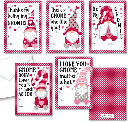 Paper Frenzy Gnome Themed Valentines - 25 pack WITH ENVELOPES