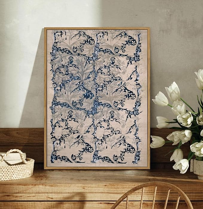 YOYIAXT 2 Pieces Boho Botanical Canvas Wall Art For Bedroom Vintage Floral Pattern Framed Wall Art Antique Neutral Flower Art Print Artwork For Office Living room, 12x16 in