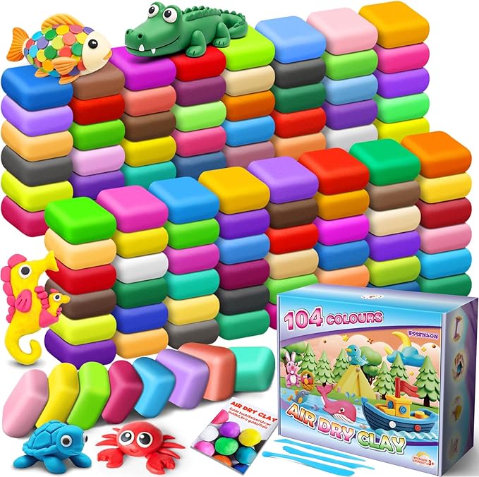 ESSENSON Air Dry Clay 104 Colors, Modeling Clay for Kids, DIY Molding Magic Clay for with Tools, Gifts for Age 3-12 Years Old Boys Girls Kids