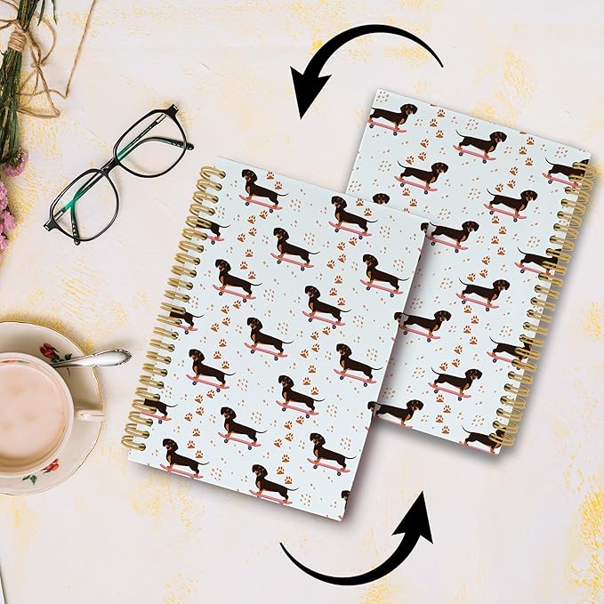 Weiner Dog Journal Notebook - Dachshund Dog Themed Notebooks College Ruled for Work School, Gifts for Dachshund Lovers Owners Women, Office Supplies, Hardcover Spiral Notebook 5.5"x8.3"