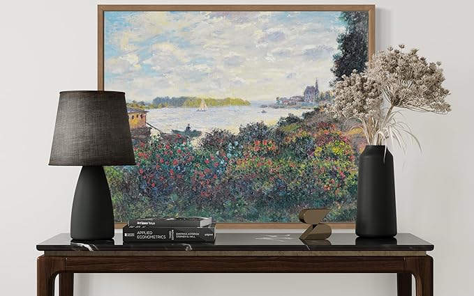 La Seine À Argenteuil Claude Monet Wall Art Print Poster, Impressionist Painting Wall Art Wall Decor, for Bedroom and Living room Bathroom Decor 115 (La Seine À Argenteuil, 16 x 20 inches, Wood Frame)