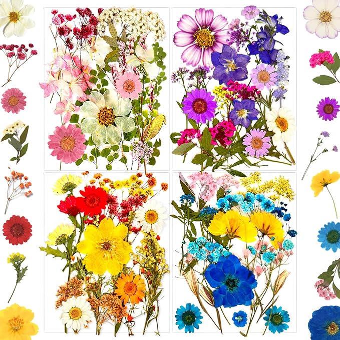 85 Pcs Dried Pressed Flowers for Resin Molds, Real Natural Flowers Leaves for DIY Crafts, Nails, Jewelry, Soap and Candle Making
