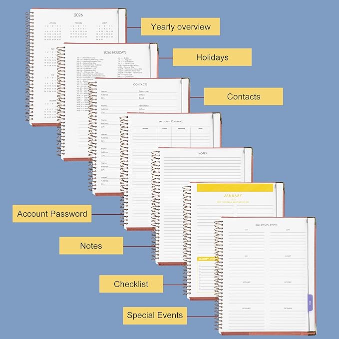 Yoment 2026 Planner Weekly and Monthly 8.5"x11" Large Hardcover Planner from Dec 2025 - Dec 2026 13 Months Calendar Academic Planners for Women Men Agenda Daily Weekly Yearly Planning with Tabs, Sky