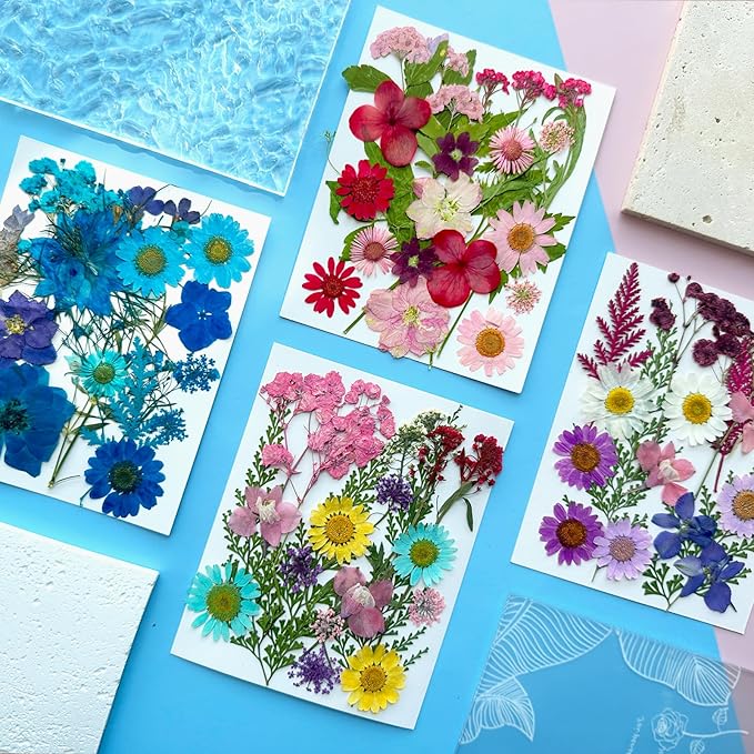 73Pcs Pressed Dried Flowers for Resin, Real Natural Bulk Assorted Dry Floral Leaves for DIY Art Crafts, Epoxy Molds, Jewelry, Soap, Candle Making, Nails Decors