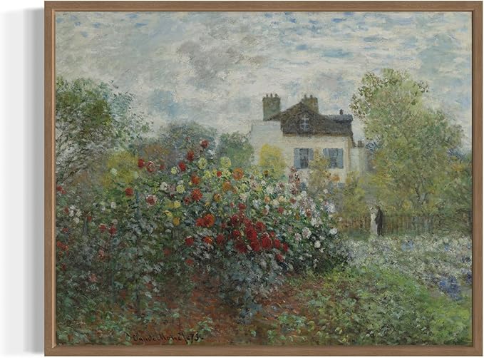The Garden Claude Monet Wall Art Print Poster, Impressionist Painting Wall Art Wall Decor, for Bedroom and Living room Bathroom Decor 115 (The Garden, 8 x 10 inches, Wood Frame)