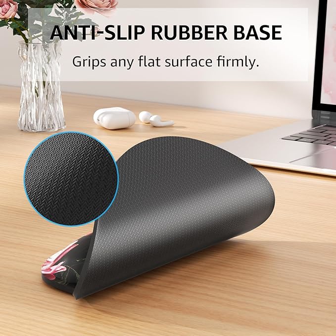 KTRIO Ergonomic Keyboard Wrist Rest, Memory Foam Mouse Pad with Wrist Rest for Computer Keyboard, Mouse Pad Set for Easy Typing & Pain Relief for Office & Home, Peony Flower