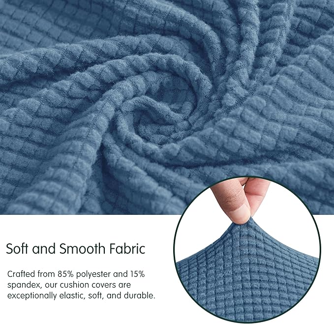 CHUN YI 2Piece Stretch Couch Cushion Covers, Sofa Seat Slipcovers for Pets, Suitable for Armchair Loveseat Sofa with Spandex Jacquard Washable Fabric (2Piece,Denim Blue)