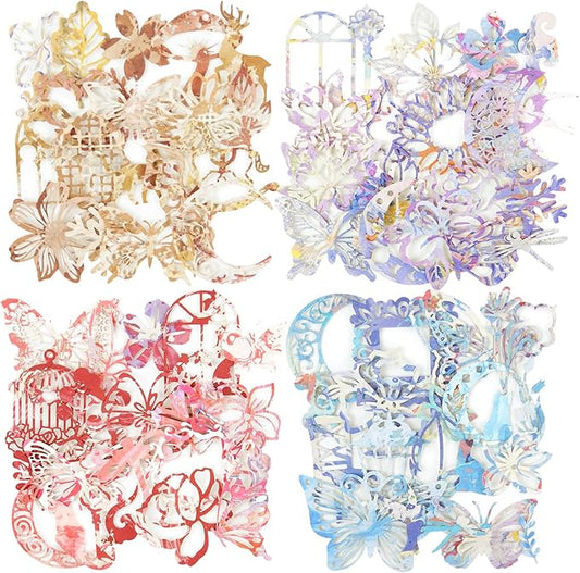 160Pcs Artistic Hollow-Cut Scrapbook Papers, Vintage-Style Decorations for Journaling, DIY Journaling Kits, Junk Journal Supplies