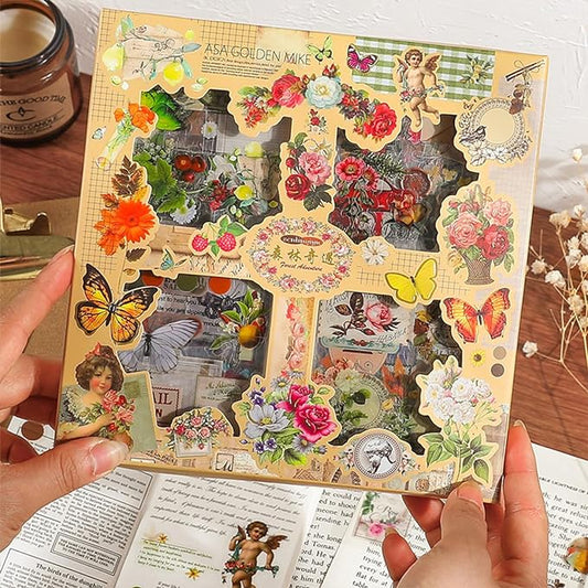 700Pcs/100Sheets Vintage Nature Stickers for Junk Journal Supplies, Retro Flower Butterfly Plant Decorative Stickers, DIY Crafts Phone Cases Laptops Calendars Notebook (Forest Adventure)