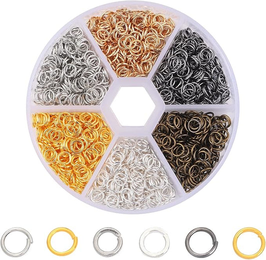 1200pcs Mixed 6 Colors Jump Rings Jewelry Making Supplies Open Jump Rings 5mm(0.2 inch) 21 Gauge Jump Ring for DIY Bracelet Earrings Necklace Jewelry Findings Connectors O Rings Jumprings