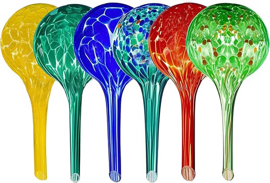Plant Watering Globes - 6 Pack Colorful Glass Self Watering Bulbs for Plants, Automatic Plant Watering Devices for Indoor & Outdoor Use