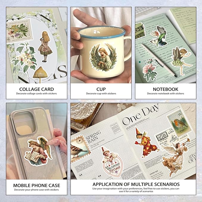Vintage Sticker Book, 32 Sheets 496 Pcs Vintage Aesthetics Stickers & 20 Sheets Washi Paper for Journaling Scrapbooking Bullet Journals Planners Letter Card Making