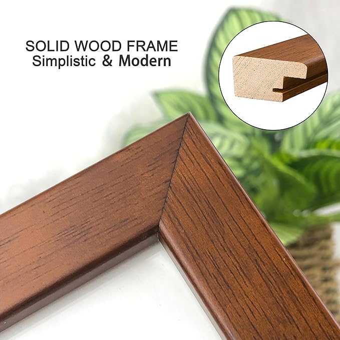 8x10 Picture Frame Set of 2 Made of Solid Wood Photo Frame with Real Glass for Pictures 5x7 with Mat or 8x10 Without Mat, Wall Gallery or Tabletop display Picture Frames, Brown