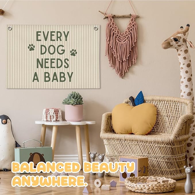 Baby Shower Decor, Pregnancy Announcement Babe Gender Reveal Shower Wall Hanging Canvas Banner Prints, Every Dog Needs a Baby Wall Art Decor for Newborn Babe Room Bedroom, 30x20 Inch