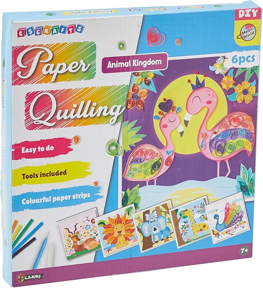C.S. Kids DIY Paper Quilling Arts & Crafts Gifts - Animal Kingdom | 3D Design Kits for Kids, Make Your Own Art (Strips & Tools Included)