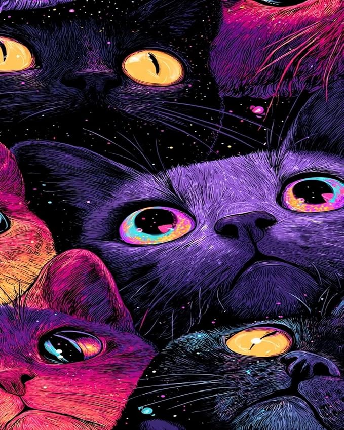 Mosaflare Paint by Numbers for Adults Beginner, Colorful Cat Face Adult Paint by Number Kits on Canvas, DIY Acrylic Oil Easy Painting by Numbers for Home Wall Decor 16X20 inch (Without Frame)