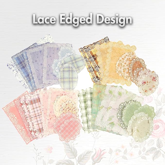 Vintage Floral Scrapbook Paper & Journaling Stickers (400pcs) Assorted Set - 4 Pack Junk Journal Supplies for Bullet Journaling, Retro Crafts, Planner, Mixed Media, Collage Card Album