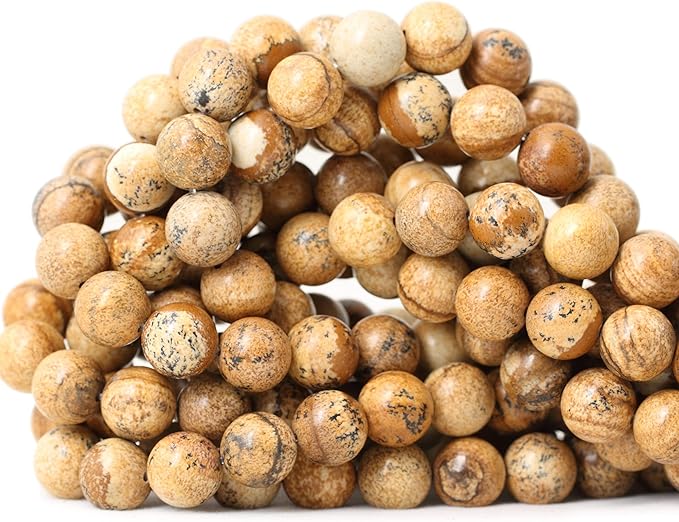 35PCS 10mm Natural Picture Jasper Stone Round Loose Beads for Jewelry Making DIY Findings 1 Strand 15"