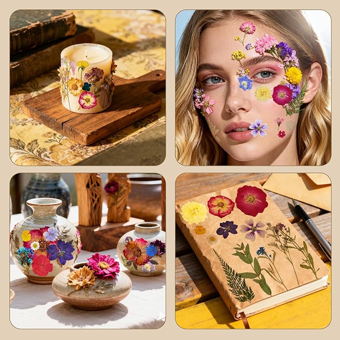 150 Pcs Dried Pressed Flowers for Resin,Real Nature Dried Flowers for Crafts Bulk Dry Flowers Leaves Kit Used for Resin Molds Scrapbooking DIY Art Crafts Candle Soap Making Décor