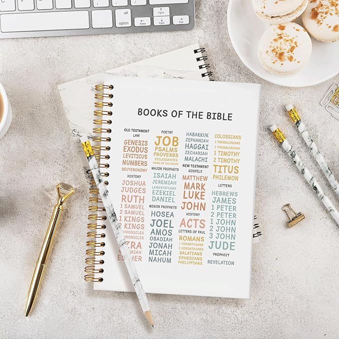Books of the Bible Study Notebook, Prayer Journal Scripture Christian for Woman,Bible Journaling Notebook for Note Taking, A5 Spiral Prayer Journal 5.5x8.3