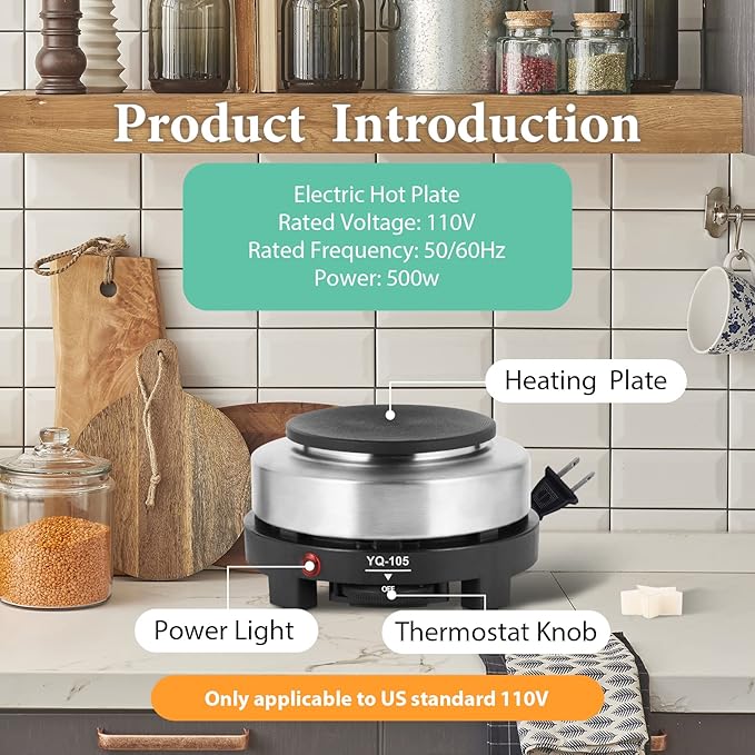 SAEUYVB Candle Making kit with Hot Plate,Candle Making Supplies,Candle Making Kit for Beginners with Melting Pot,Stirring Spoon and Anti-Scalding Pad Perfect Set Gift