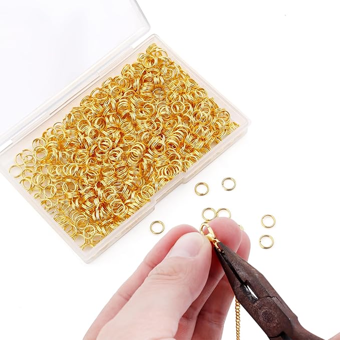 700Pcs Split Rings,Double Loop Jump Ring Sets Split Jump Rings for Jewelry Making,Small O Key Ring Earring Necklace Bracelet Connector for DIY Crafts Making Findings (Gold,6mm)