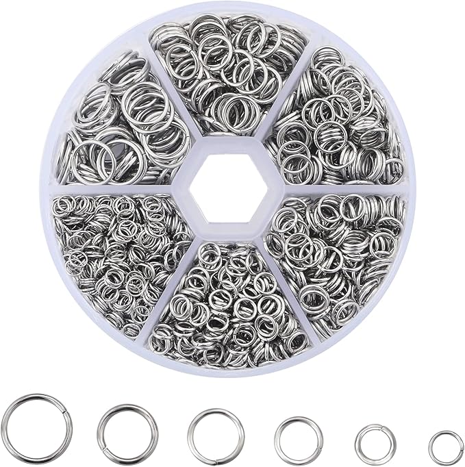 304 Stainless Steel Jump Rings for Jewelry Making Supplies Open Jump Rings 4/5/6/7/8/10mm Silver O Rings for DIY Making Bracelet Earrings Necklace Connectors Chainmail Rings