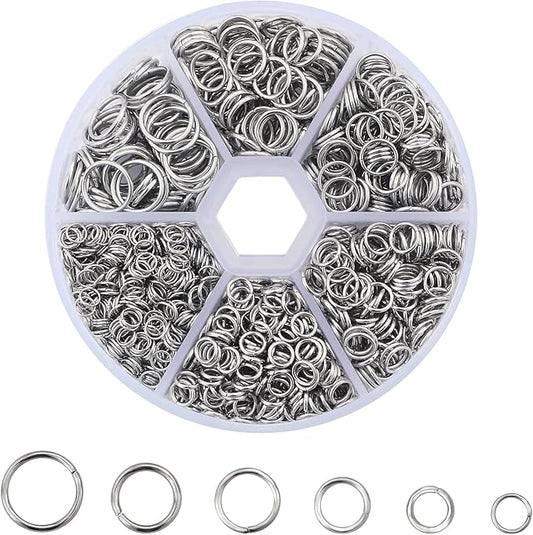 304 Stainless Steel Jump Rings for Jewelry Making Supplies Open Jump Rings 4/5/6/7/8/10mm Silver O Rings for DIY Making Bracelet Earrings Necklace Connectors Chainmail Rings