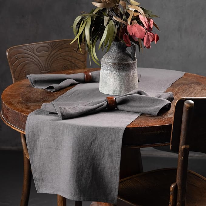 Linen Dinner Napkins 18 x 18 Inch - 100% Flax Linen Napkins - Stone Washed Pure Linen Cloth Napkins (Ash Grey, 18" x 18"(Set of 4))