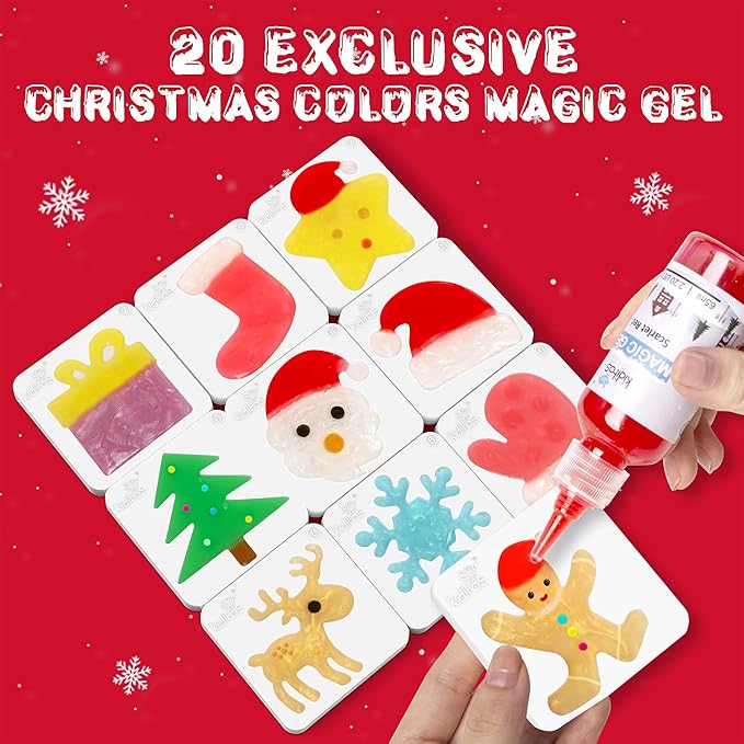 Kiditos Christmas Magic Water Elf Toy Kit, Magic Gel Water Pets with 20 Gels &10 Molds, DIY Squishy Maker Set, Christmas Gifts, Birthday Gifts, Party Favors, Craft Kits for Kids Ages 3+