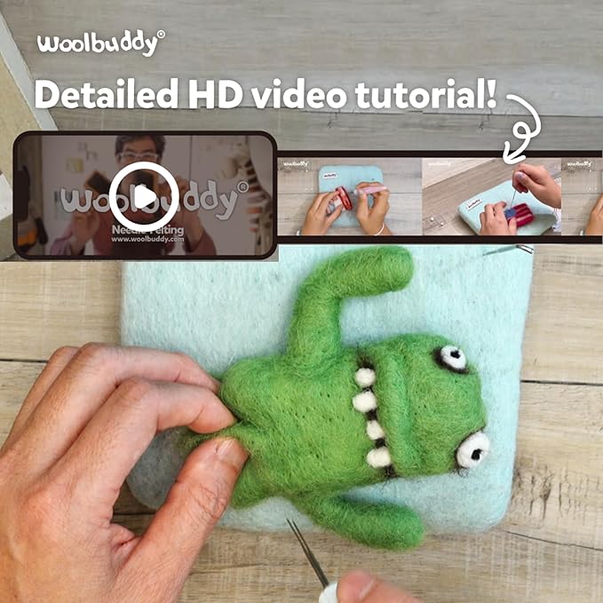 Woolbuddy Needle Felting Kit, Saguaro Monster Felting Kit for Beginner Adults, Felting Supplies and Instructions Included, Unique Design by True Artisan