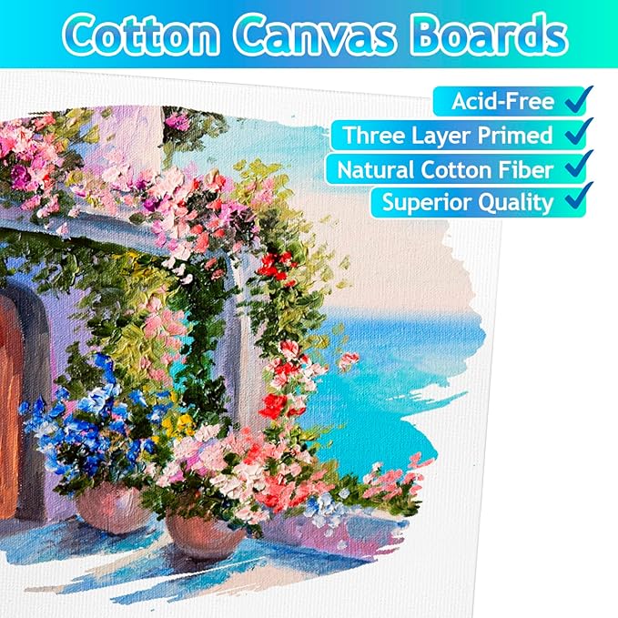 28 Pack Canvas Boards for Painting, White Canvas Panels, Multi Pack 5x7, 8x10, 9x12, 11x14 Gesso Primed Acid-Free Painting Canvases, Blank Canvases for Watercolor Acrylic Oil Tempera Paints