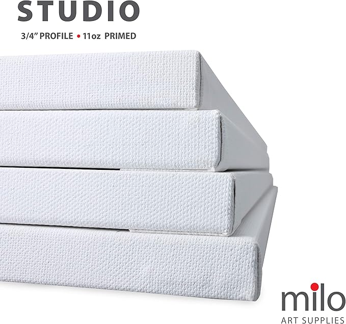 milo Pro Stretched Artist Canvas | 24x30 inch | Pack of 4 | 3/4” inch Thick Studio Profile | Ready to Paint 11 oz Primed Heavy Duty Large Canvas Art Supplies for Painting