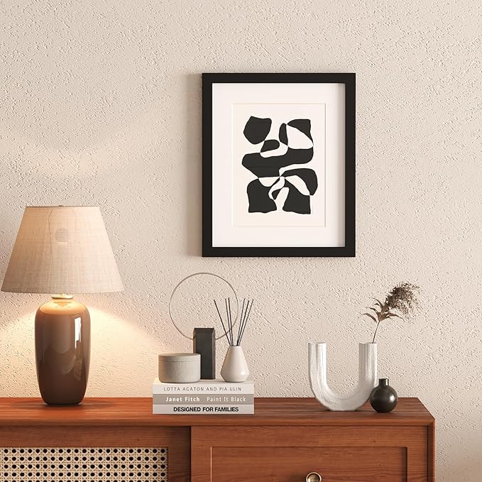 KINLINK 10x12 Picture Frame Black, Solid Wood Frames with Acrylic Plexiglass for Pictures 7x9 with Mat or 10x12 without Mat, Tabletop and Wall Display Photo Frame, Set of 4