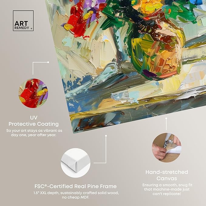 Art Remedy Vase By The Window Gallery Wrapped Impressionism 1 Piece Canvas Wall Art/Monet And Van Gogh Inspired Art, 16" x 16", Gallery Wrapped