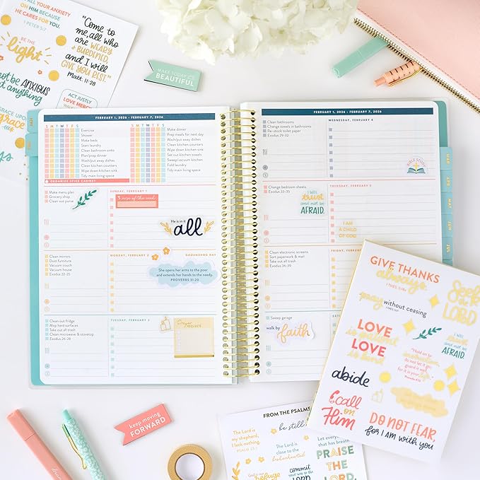 Faith Sticker Book | Pack of 15 | 276 Faith-Based Stickers | Assorted Sizes | 5x7 Sheets with Gold Foil Stamping | Inspirational Stickers for Bible Journaling, Prayer Notebooks, Planners