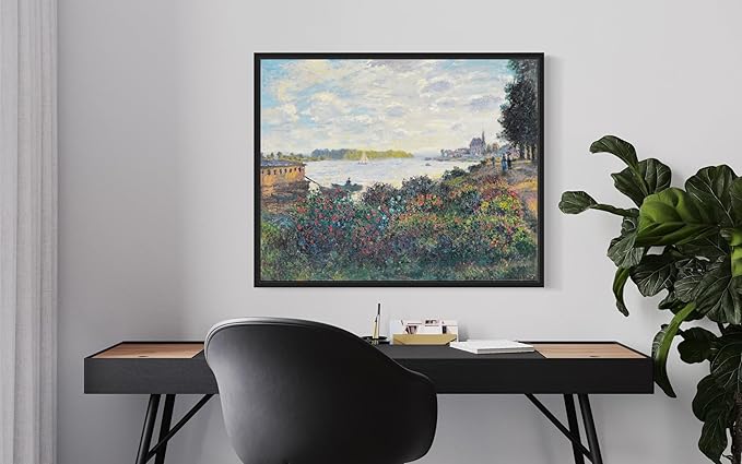 La Seine À Argenteuil Claude Monet Wall Art Print Poster, Impressionist Painting Wall Art Wall Decor, for Bedroom and Living room Bathroom Decor 115 (La Seine À Argenteuil, 16 x 20 inches, Black Frame)
