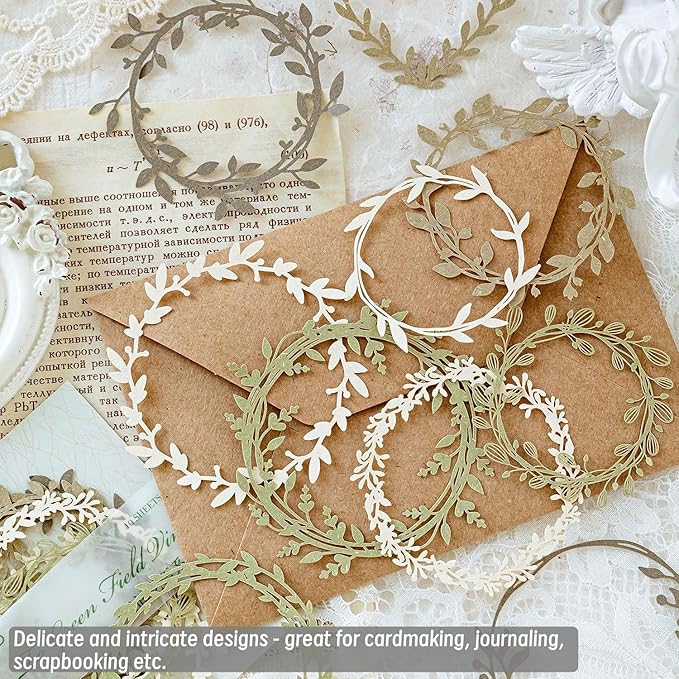 60pcs Decorative Card Paper Frames for Scrapbooking, 6 Packs Flower Lace Wreath Cutouts, Die Cut Border Card for Cardmaking Junk Journals Collage Decoupage Art Crafts Project DIY
